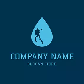 Driver Logo Blue Water and Black Diver logo design