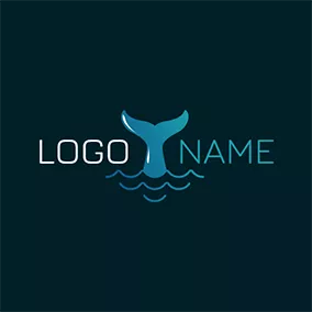 クジラロゴ Blue Water and Whale Tail logo design