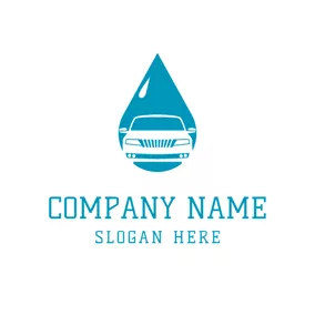 Car & Auto Logo Blue Water Drop and White Car logo design
