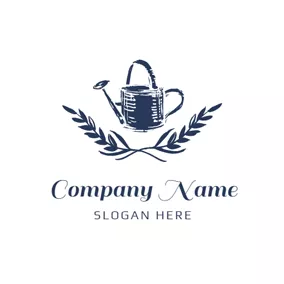 Logótipo De Jardim Blue Watering Can and Garden logo design