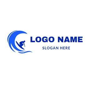 Logótipo Onda Blue Wave and Surfing logo design