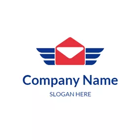 Massage Logo Blue Wing and Red Envelope logo design
