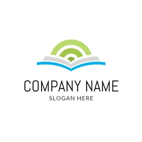 Science & Technology Logo Book and Wifi Icon logo design