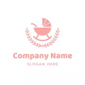 Children & Childcare Logo Branch and Baby Cradle logo design