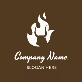 Restaurant Logo Bright Fire and Bull logo design