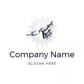 Machine Logo Brilliant Rays and Tattoo Machine logo design