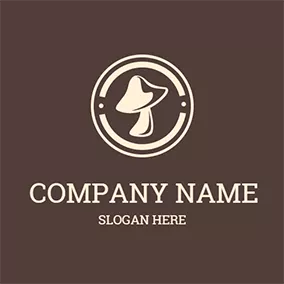 Mushroom Logo Brown and Beige Mushroom logo design