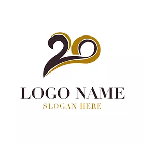 Celebration Logo Brown and Black 20th Anniversary logo design