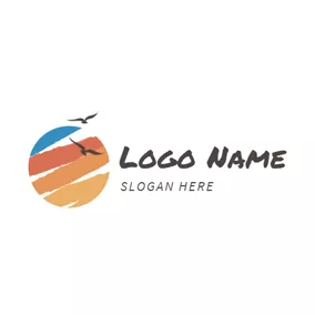 Desert Logo Brown and Blue Beach logo design