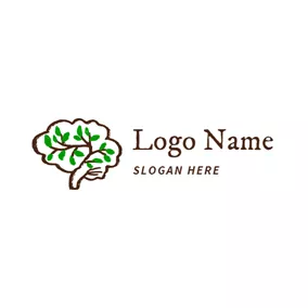 Brain Logo Brown and Green Brain logo design