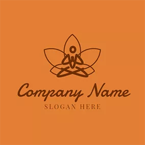 Beauty Salon Logo Brown and Orange Lotus logo design