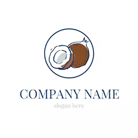 Food & Drink Logo Brown and White Coconut logo design