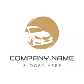 Transportation Logo Brown and White Encircled Car logo design