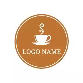 Food & Drink Logo Brown and White Hot Coffee logo design