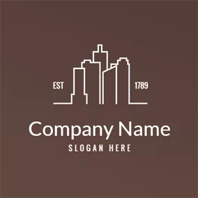 Construction Logo Brown and White Mansion logo design