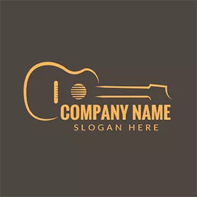 Music Logo Brown and Yellow Guitar logo design