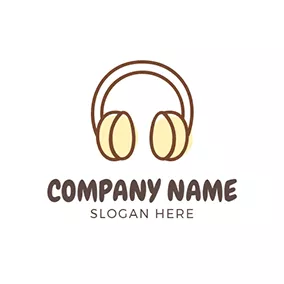 Music Logo Brown and Yellow Wireless Headset logo design