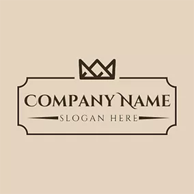 Abstract Logo Brown Badge and Abstract Crown logo design