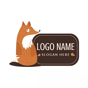 Children & Childcare Logo Brown Badge and Cartoon Squirrel logo design