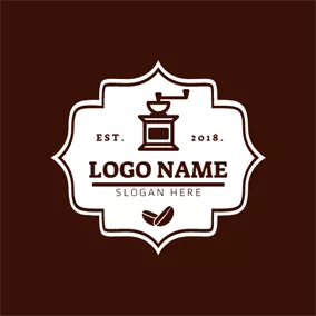 Coffee Logo Brown Badge and Coffee Maker logo design
