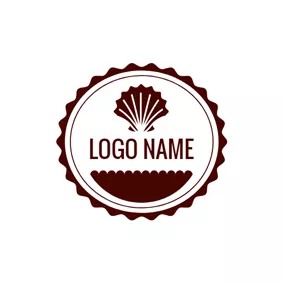 Abstract Logo Brown Badge and Shell logo design