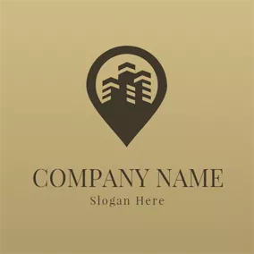 Construction Logo Brown Balloon and Yellow Tenement logo design