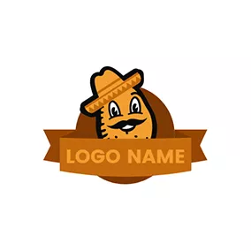 Potato Logo Brown Banner and Potato logo design