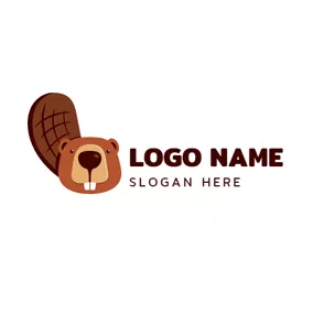 Beaver Logo Brown Beaver Tail and Head logo design