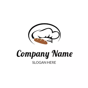 Bread Logo Brown Bread and While Chef Cap logo design
