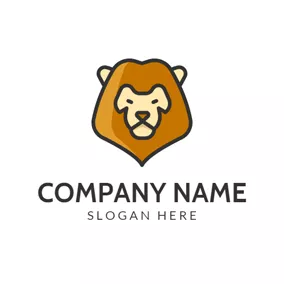 Children & Childcare Logo Brown Cartoon Lion Face logo design