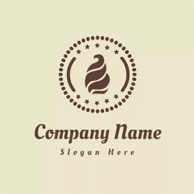 Ice Cream Logo Brown Circle and Abstract Ice Cream logo design