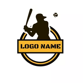 Club Logo Brown Circle and Ballplayer logo design