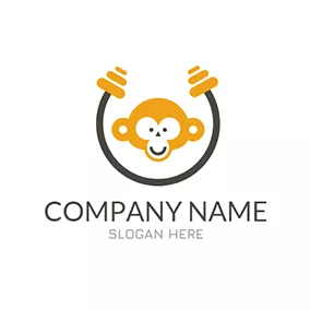 Monkey Logo Brown Circle and Brown Monkey logo design