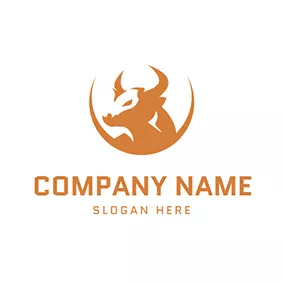 Bull Logo Brown Circle and Bull Head logo design
