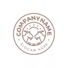 Sheep Logo Brown Circle and Goat Head logo design