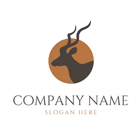 Impala Logo Brown Circle and Impala Outline logo design