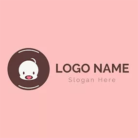 Children & Childcare Logo Brown Circle and Lovely Baby logo design