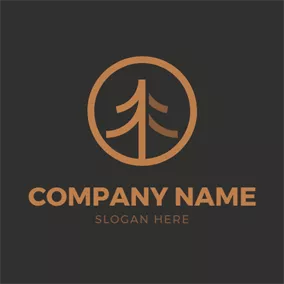 Emblem Logo Brown Circle and Tree logo design