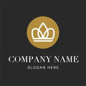 Abstract Logo Brown Circle and White Line Crown logo design