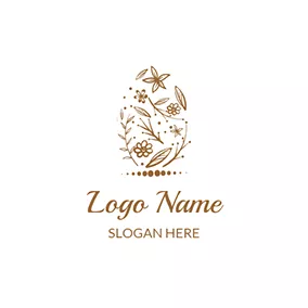 Dot Logo Brown Flower and Leaf Icon logo design