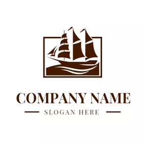Transportation Logo Brown Frame and Sailboat logo design