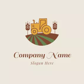 Agriculture Logo Brown Harvester and Wheat logo design