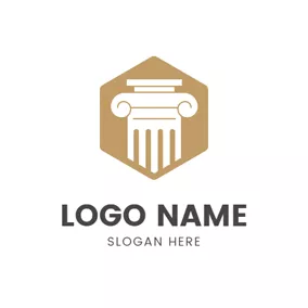 Museum Logo Brown Hexagon and Construction logo design