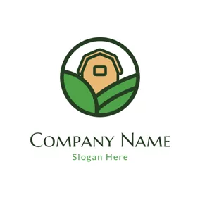 Agriculture Logo Brown House and Green Field logo design