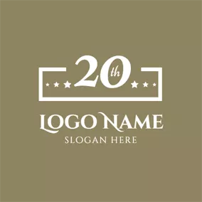 Anniversary Logo Brown Rectangle and 20th Anniversary logo design