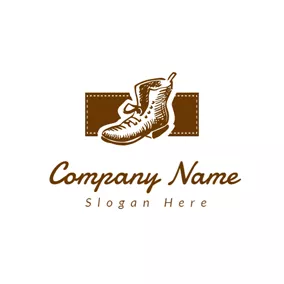 Fashion & Beauty Logo Brown Rectangle and Boot logo design