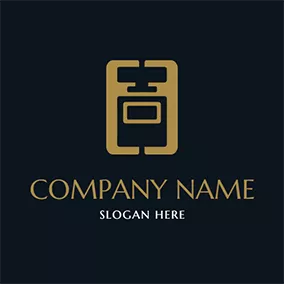 Logótipo Perfume Brown Rectangle and Perfume Bottle logo design