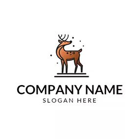 鹿Logo Brown Sika Deer Icon logo design