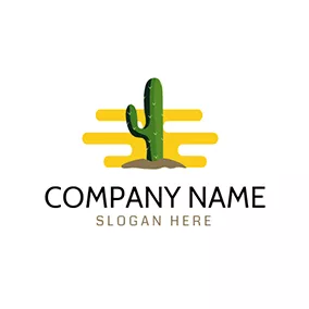Cactus Logo Brown Soil and Green Cactus logo design
