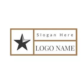 Abstract Logo Brown Square and Black Star logo design